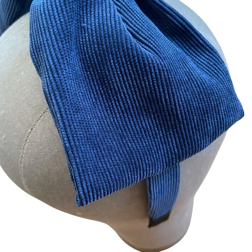 4/$25 Kidichic Navy Blue Corduroy Bow Headband
